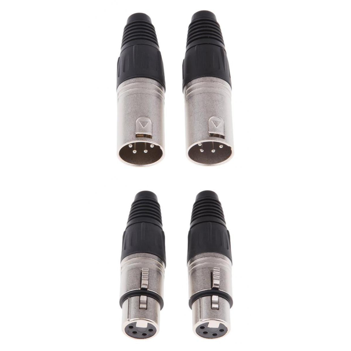 4x Metal 4Pin/4P XLR Connector Plug Male+Female Audio Microphone Connector