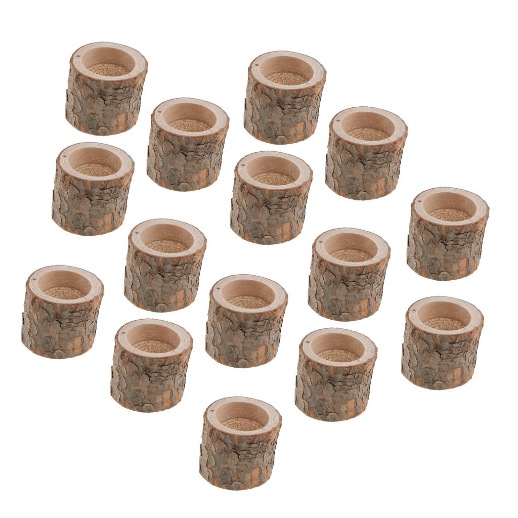 15-piece Natural Tree Stump Wooden Candle Holder Tea Light Wedding Decor 5cm