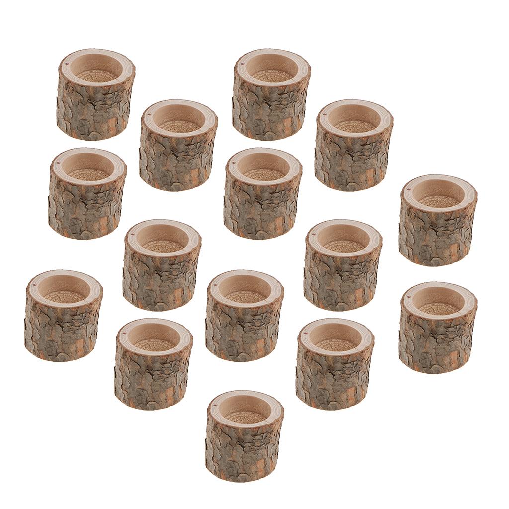 15-piece Natural Tree Stump Wooden Candle Holder Tea Light Wedding Decor 5cm