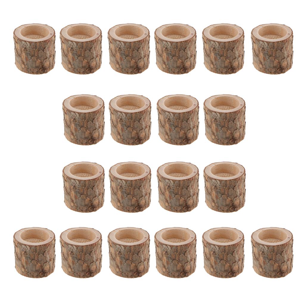 20 x Natural Tree Stump Wooden Candle Holder Tea Light Wedding Decor 5cm