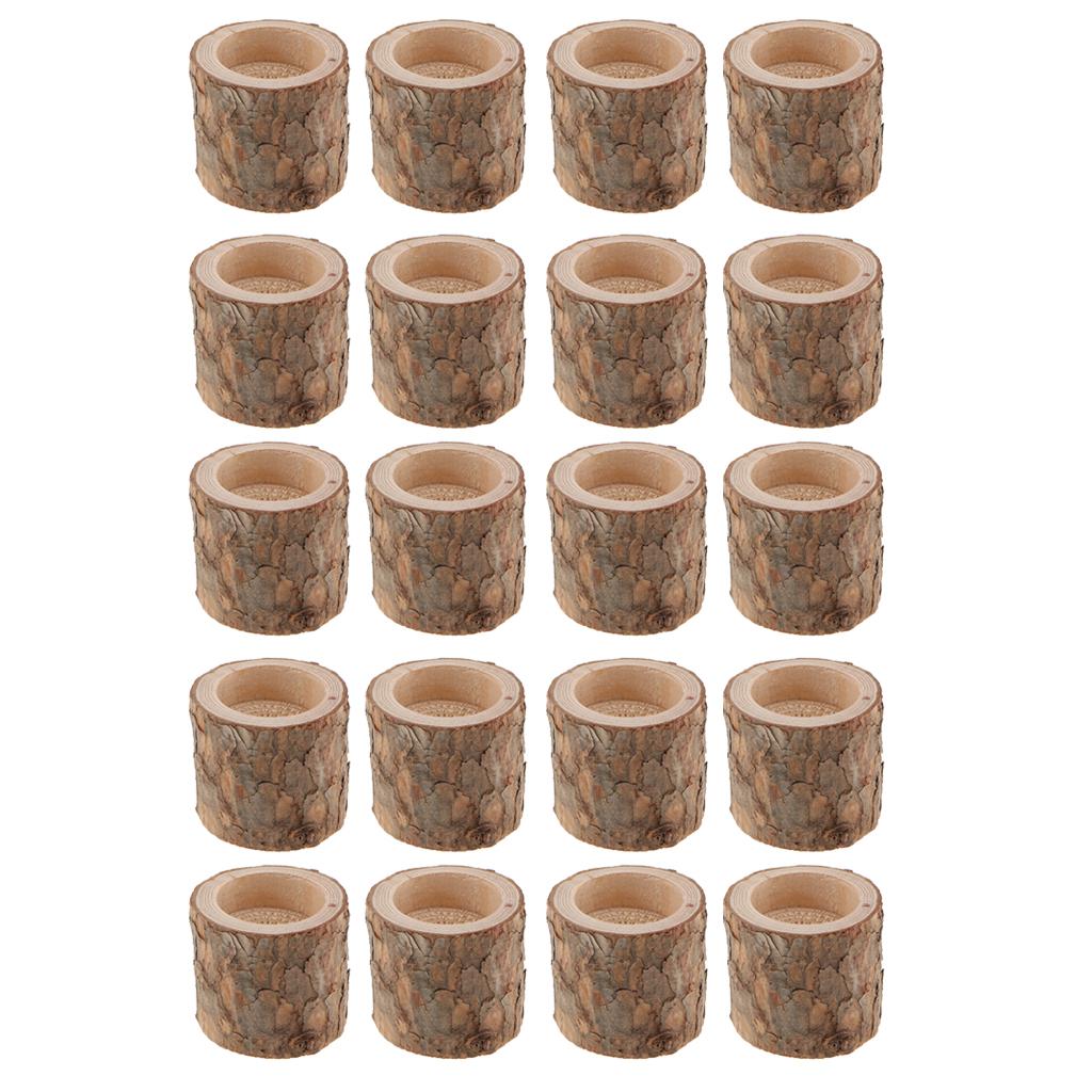 20 x Natural Tree Stump Wooden Candle Holder Tea Light Wedding Decor 5cm