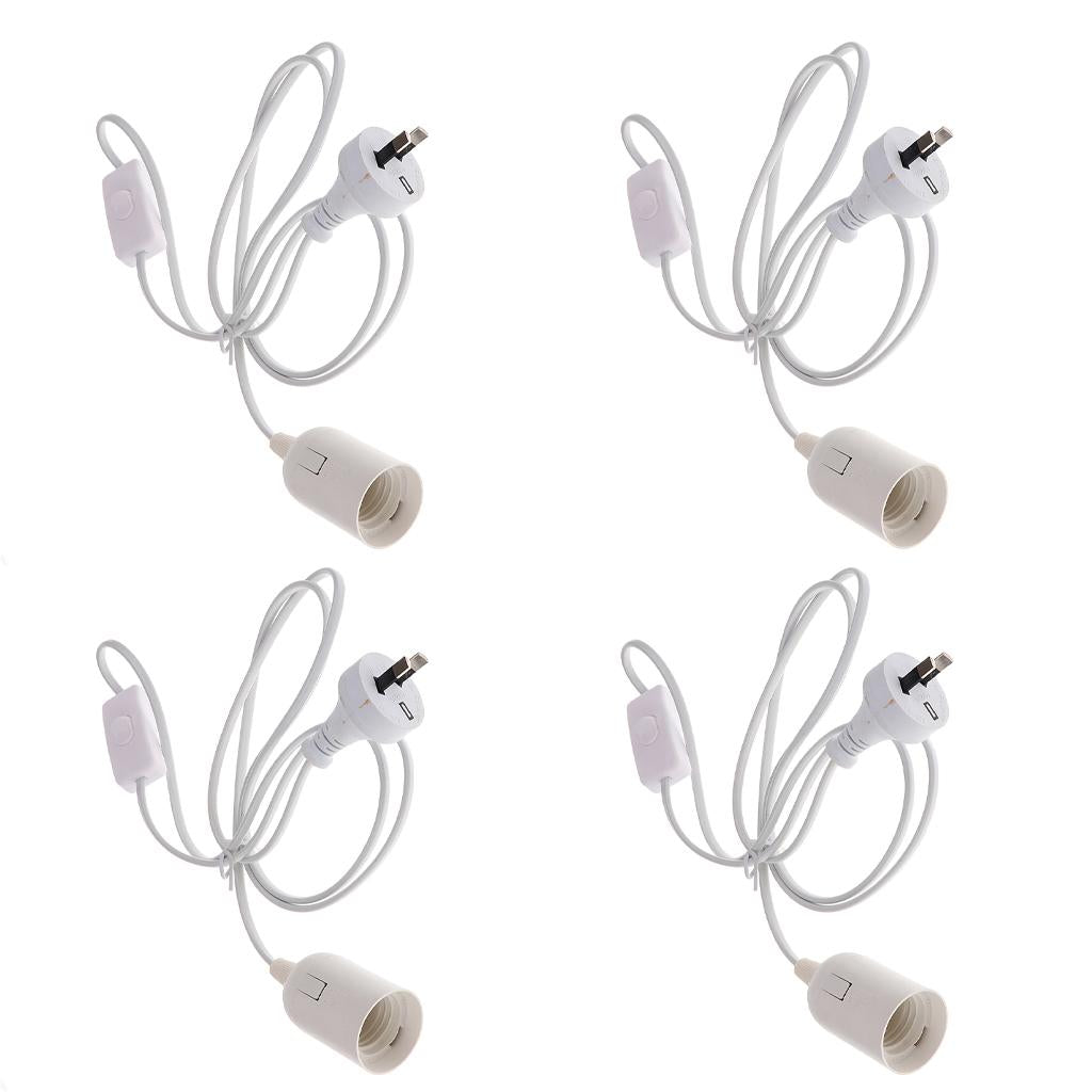 4 Pcs Cable Plug in Pendant Light Fitting with On/Off Switch E27 Lamp Holder