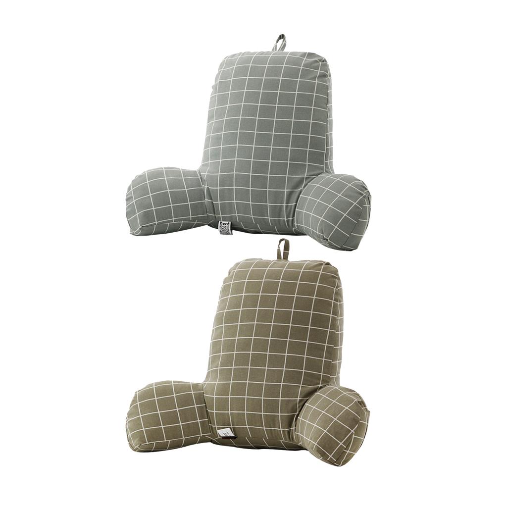 Bed Rest Reading Pillow Support for Adults Teens Kids Grey &Khaki Grid