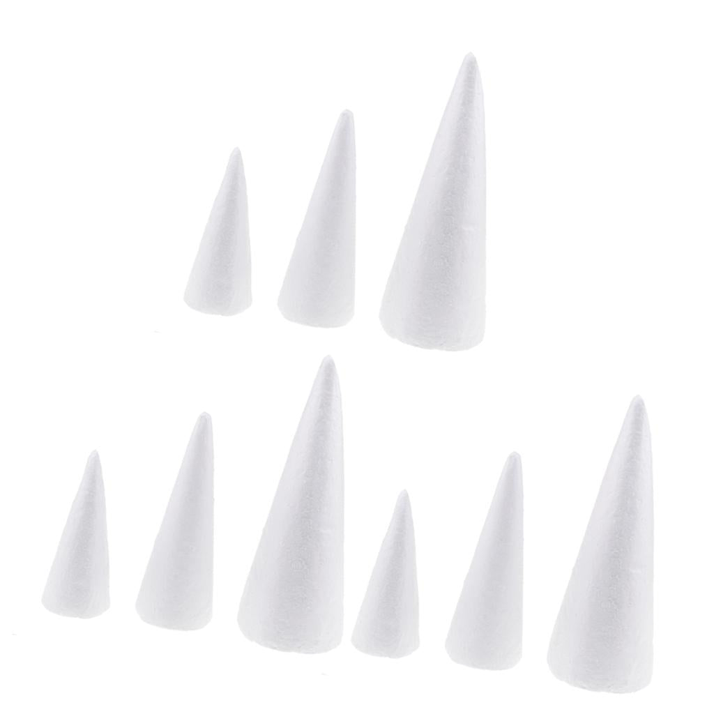9 Pcs Cone Shaped Styrofoam Foam Ornaments for Handmade DIY Modelling Crafts