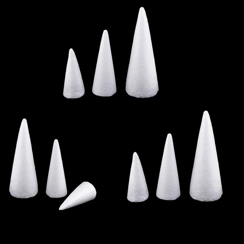 9 Pcs Cone Shaped Styrofoam Foam Ornaments for Handmade DIY Modelling Crafts
