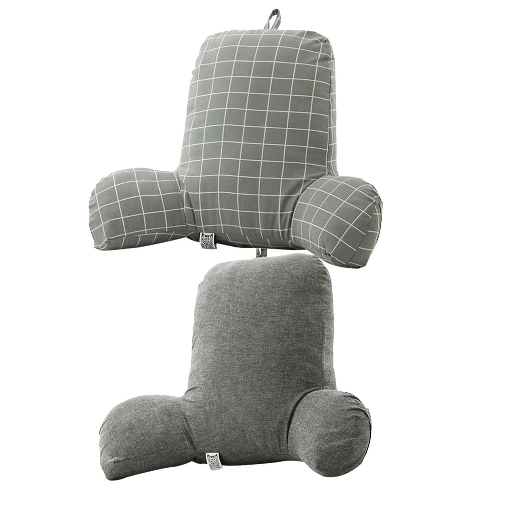 Bed Rest Reading Pillow Support for Adults Teens Kids Grey Grid &Grey