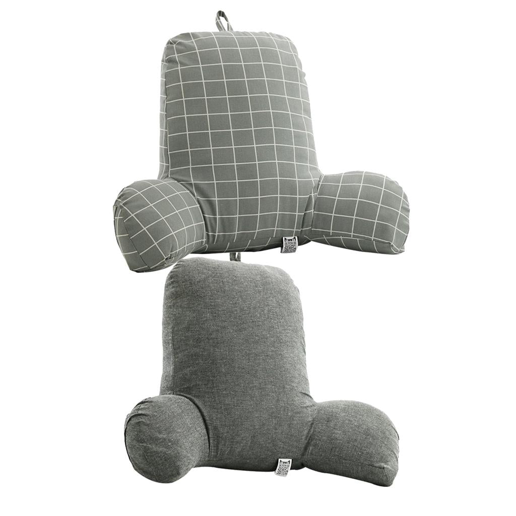 Bed Rest Reading Pillow Support for Adults Teens Kids Grey Grid &Grey