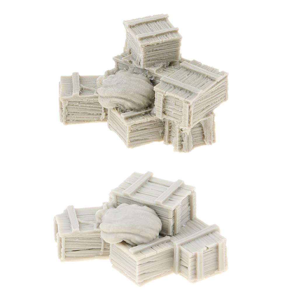 2pcs 1/35 Resin Soldier Scenario Accessories Ammunition Box & Bag Full Set