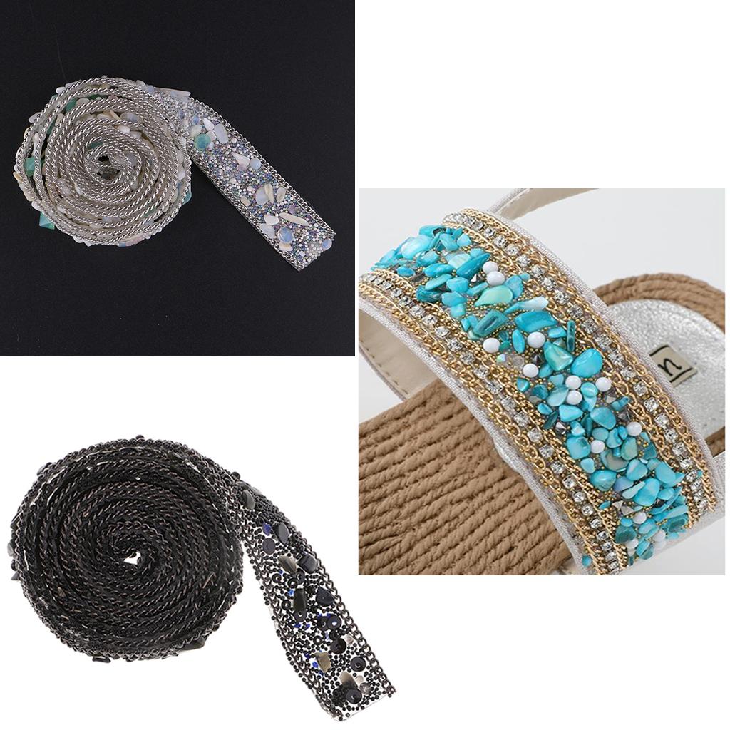 2pcs 1 m Cystal Rhinestone Ribbon Sewing Crafts for Dress Bag Embellishment