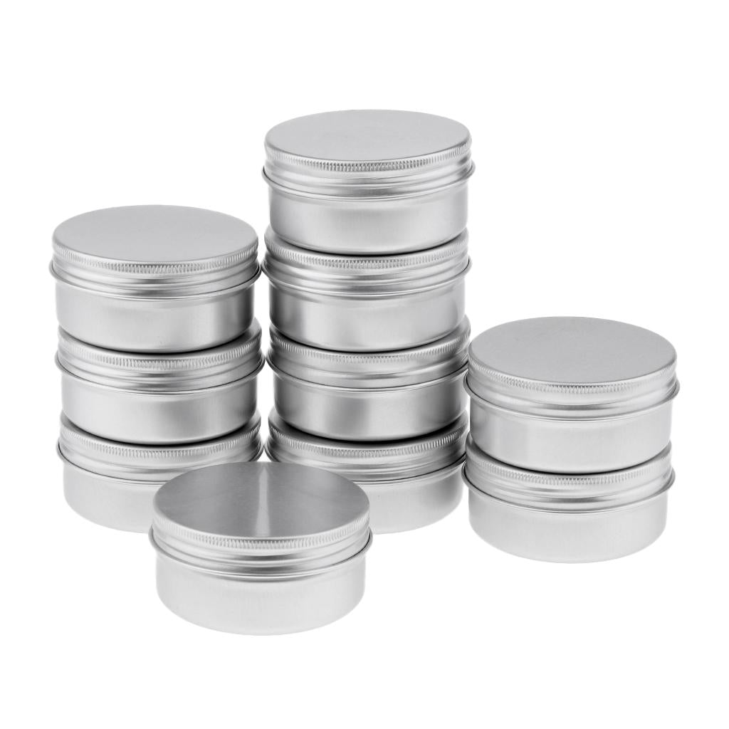 20 Pieces Round Aluminum Cream Empty Lip Balm Candles Container Jars Tin 50g