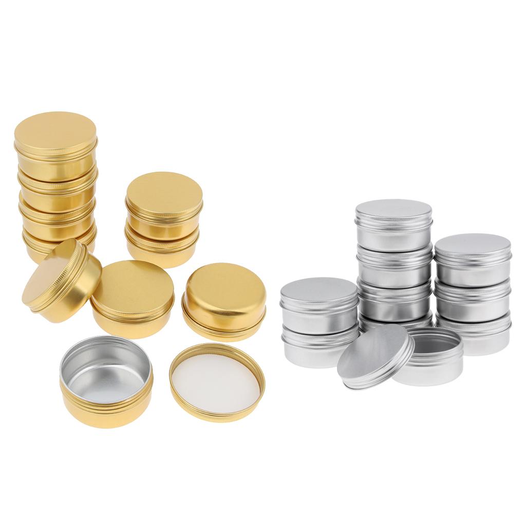 20 Pieces Round Aluminum Cream Empty Lip Balm Candles Container Jars Tin 50g
