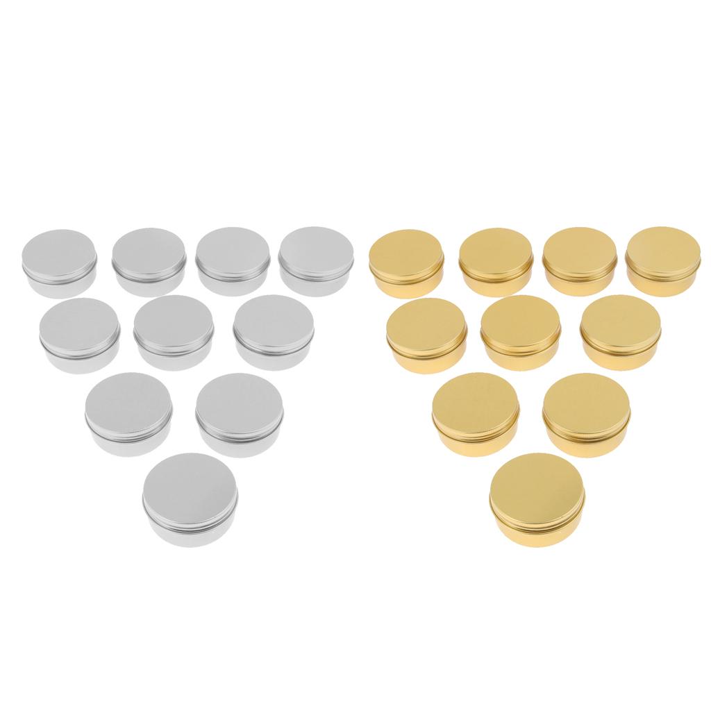 20 Pieces Round Aluminum Cream Empty Lip Balm Candles Container Jars Tin 50g