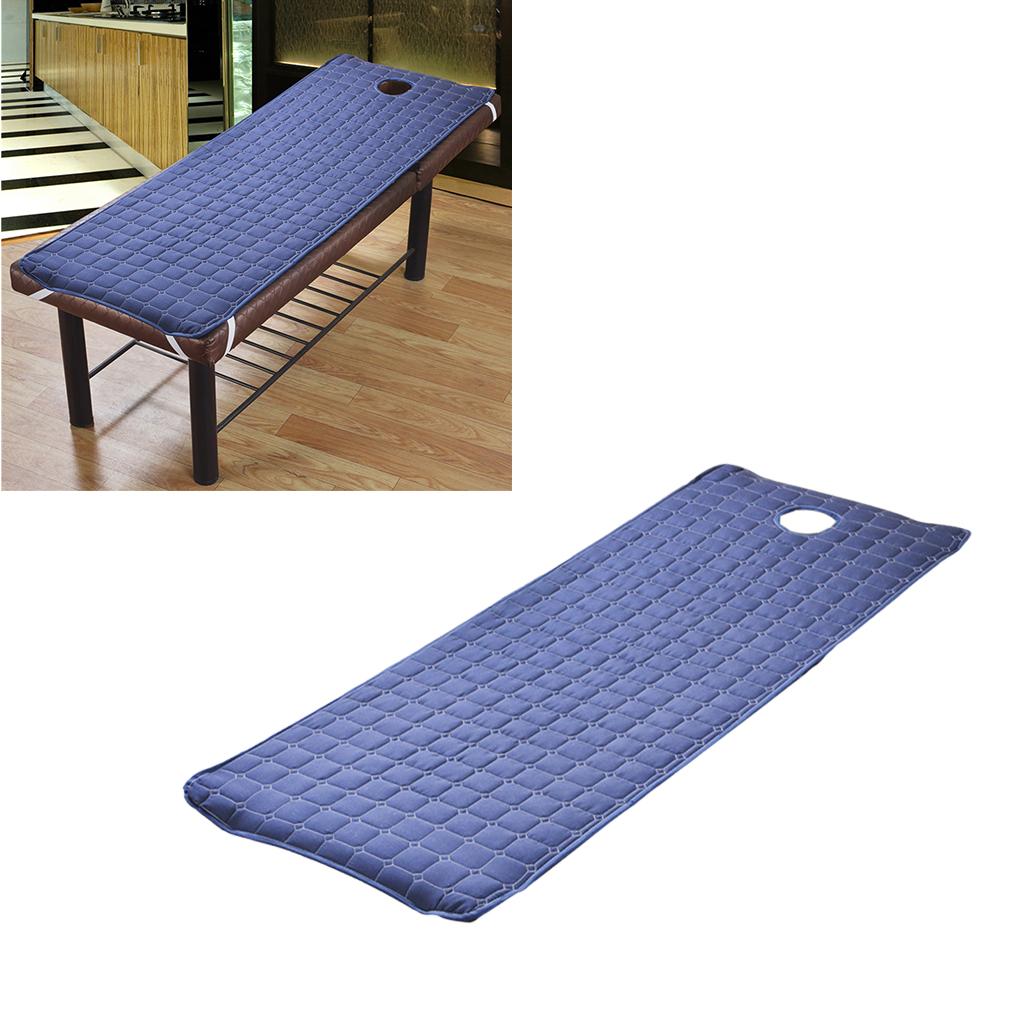 2 Pieces Beauty Salon Massage Bed Mattress Sheet with Face Hole Dark Blue