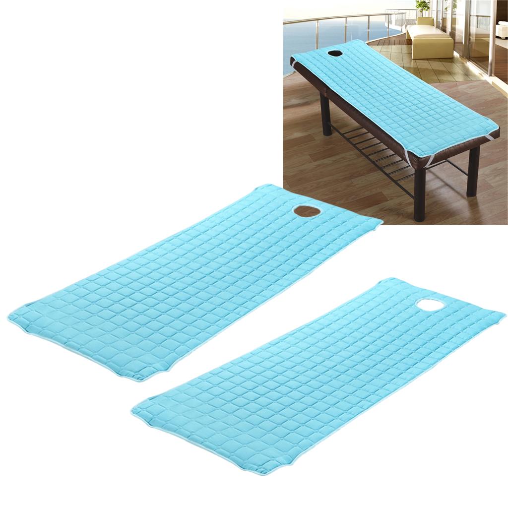 2 Pieces Beauty Salon Massage Bed Mattress Sheet with Face Hole Blue