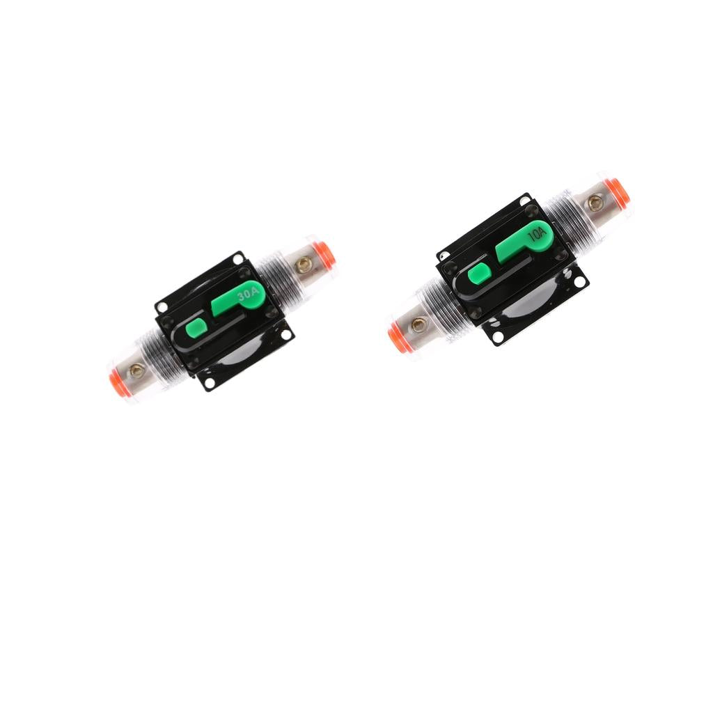 2Piece In-Line Manual Reset Circuit Breaker Car Stereo Audio Fuse 10A+30A