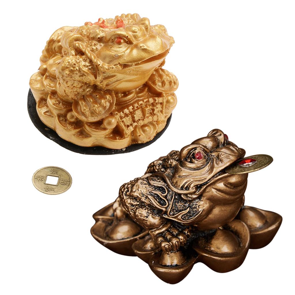 2Pcs Feng Shui Money Lucky Fortune Chinese Wealth Frog Toad Coin Home Decor