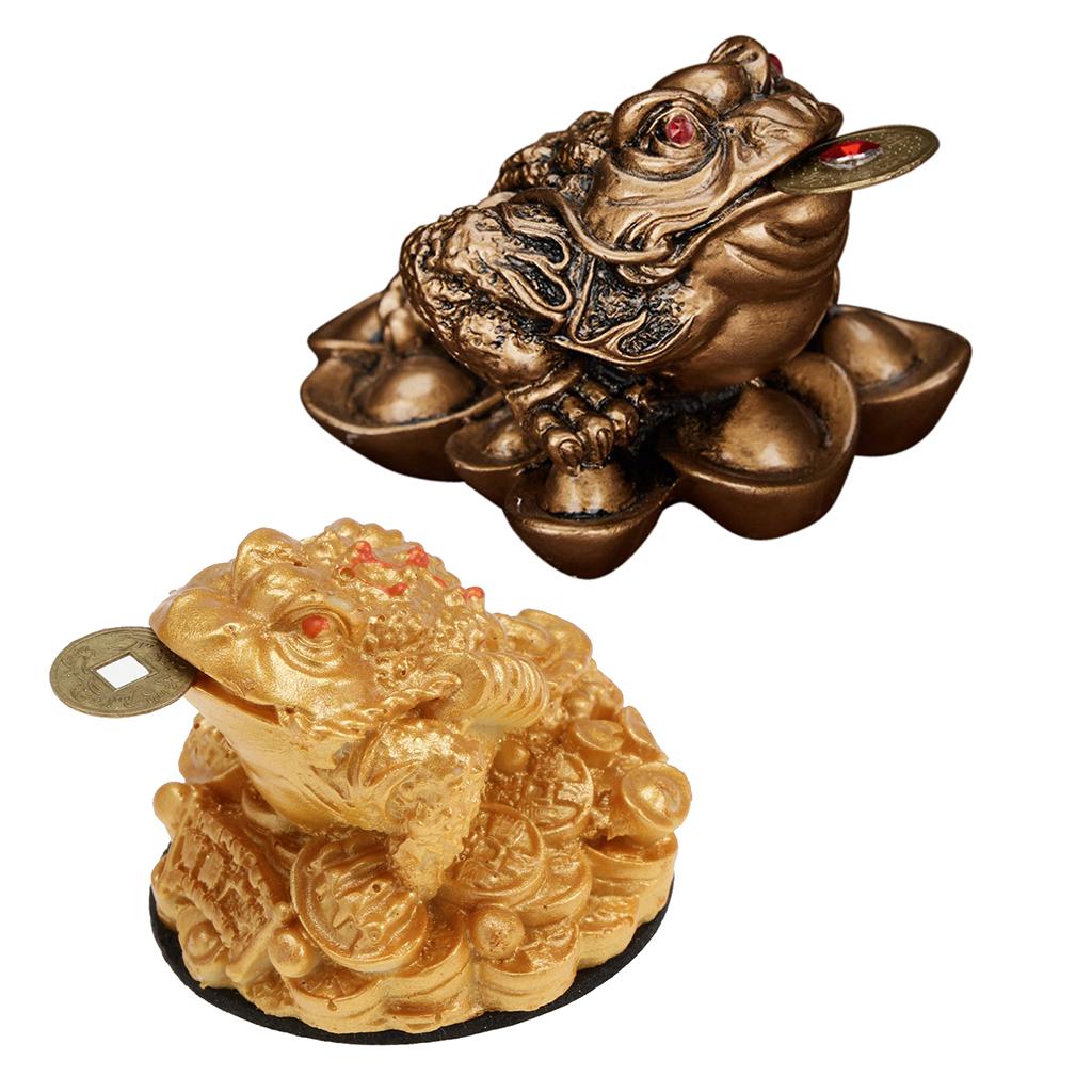2Pcs Feng Shui Money Lucky Fortune Chinese Wealth Frog Toad Coin Home Decor