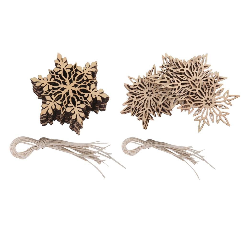 20pcs Shabby Laser Cut Wood Embellishment Santa Snowflake Xmas Tree Decor