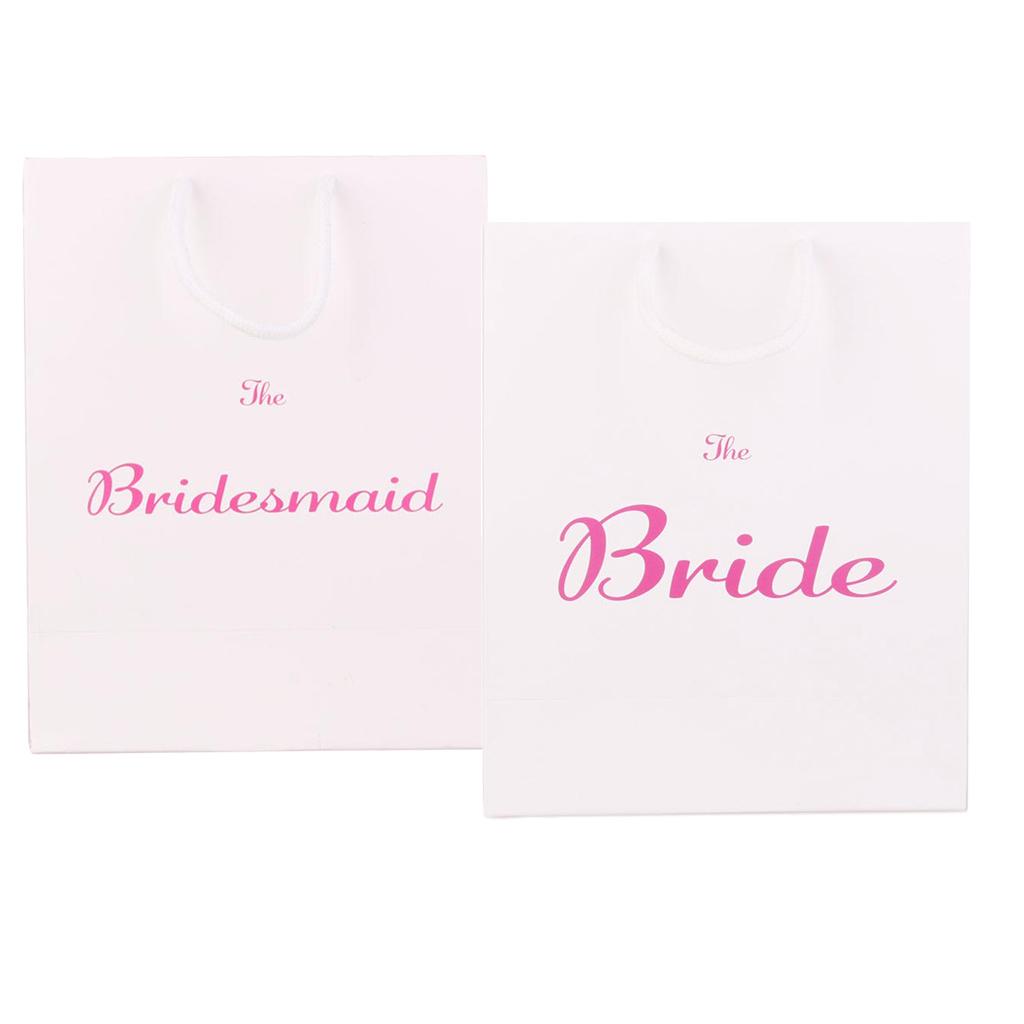 2x Large Bride Bridesmaid Wedding Hen Party Paper Gift Bag with Handle White