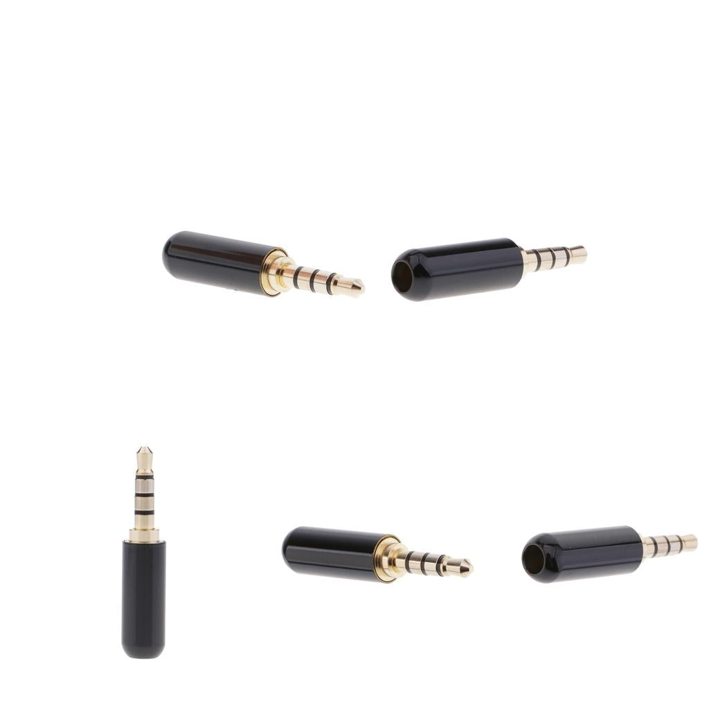 5x 3.5mm 1/8 TRRS 4 Pole Male Plug A/V Solder Connector Black"
