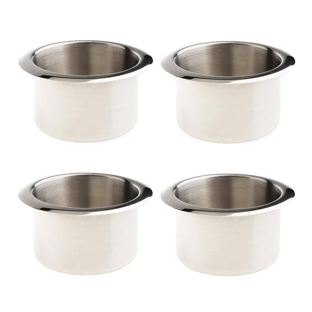 4 Stainless Steel Cup Drink Holder Polished for Marine Car Truck Camper RV