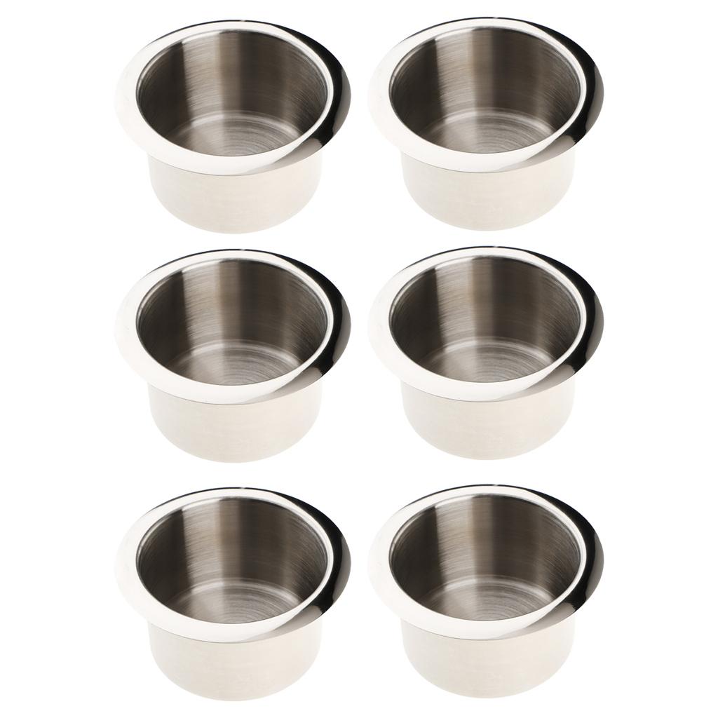 6 Stainless Steel Cup Drink Holder Polished for Marine Car Truck Camper RV