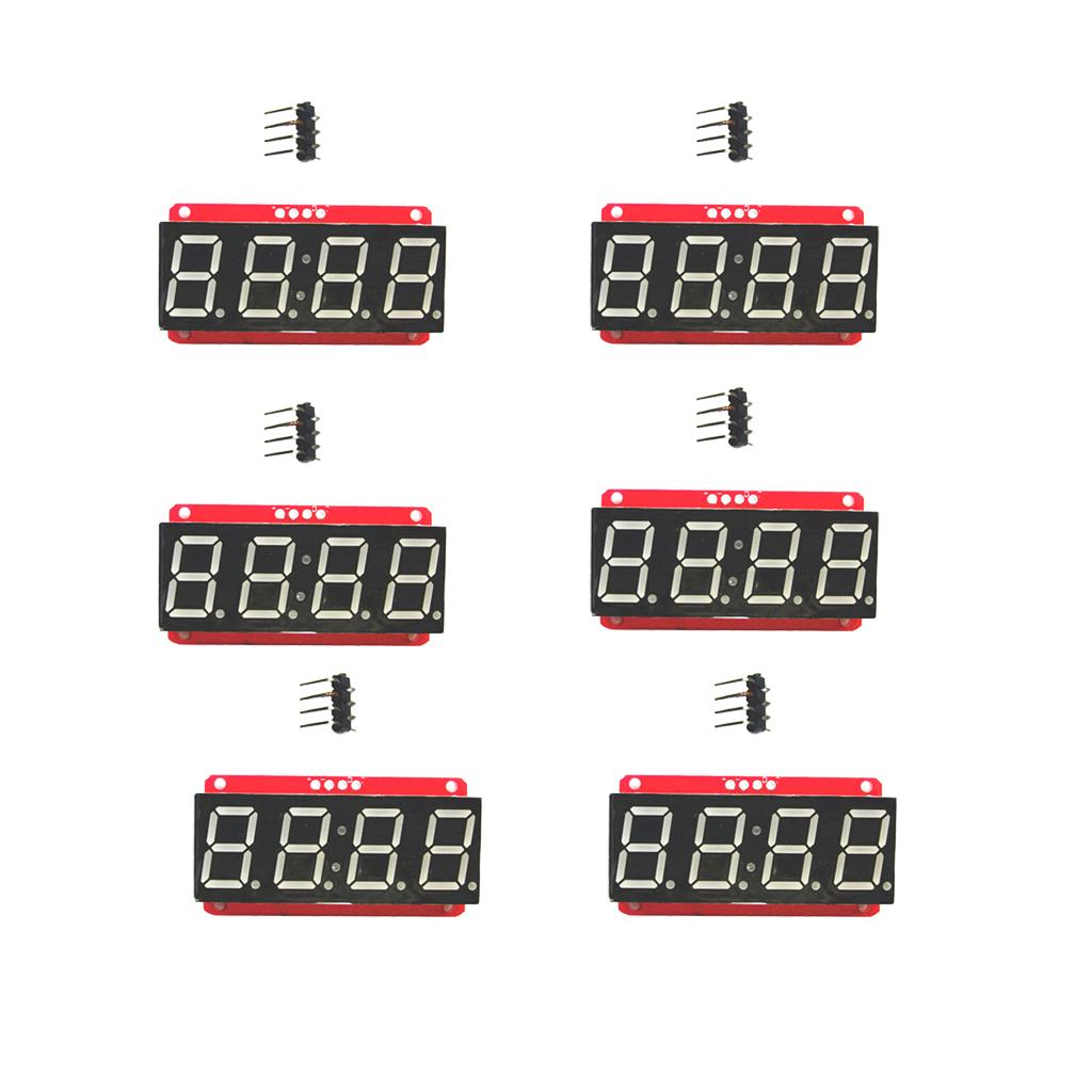 6Pcs 0.56in LED Display Module 4 Digit 7-Segment HT16K33 I2C Electronic