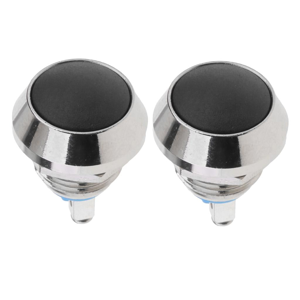 2Pcs 12mm Round Metal SPST Momentary Push Button Switch 1NO P67 Waterproof
