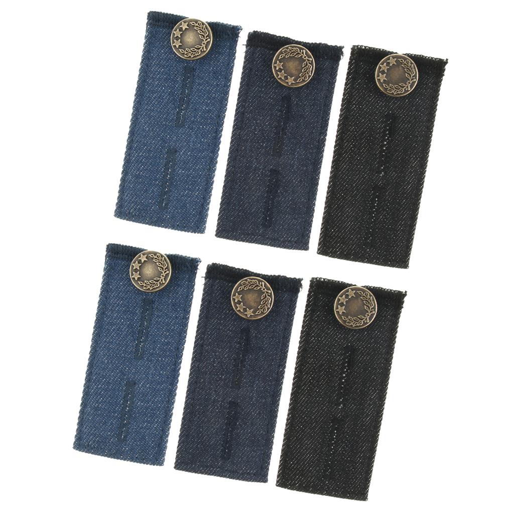 6/pack Denim Pants Waist Extender Strong Adjustable Jeans Button Extenders