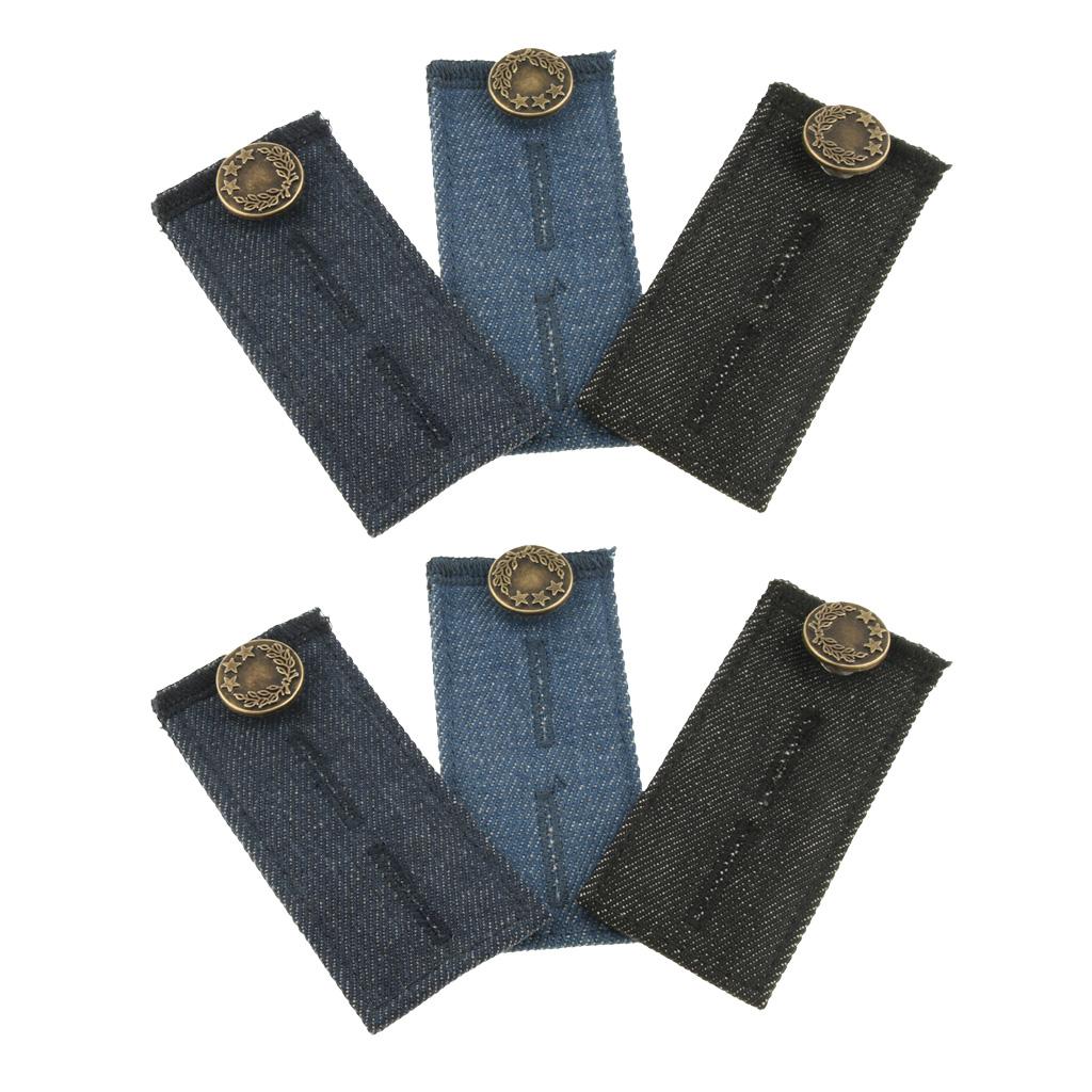 6/pack Denim Pants Waist Extender Strong Adjustable Jeans Button Extenders