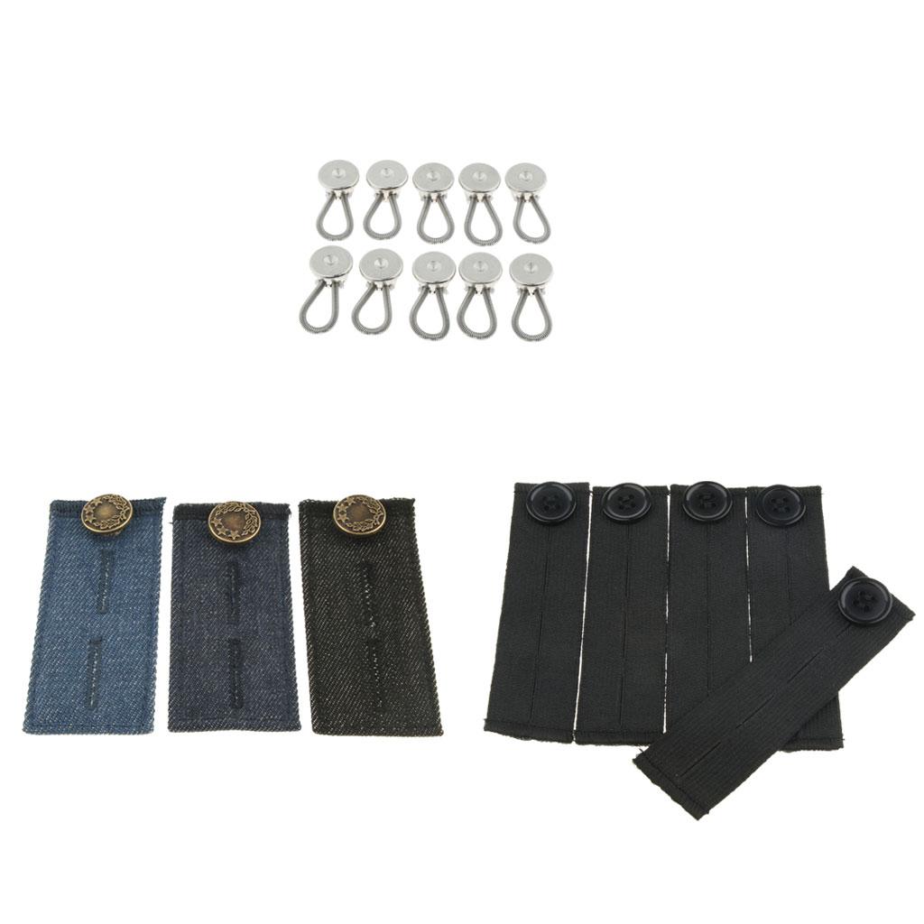 18x Elastic Pants Waist Extender Adjustable Jeans Trousers Button Extender