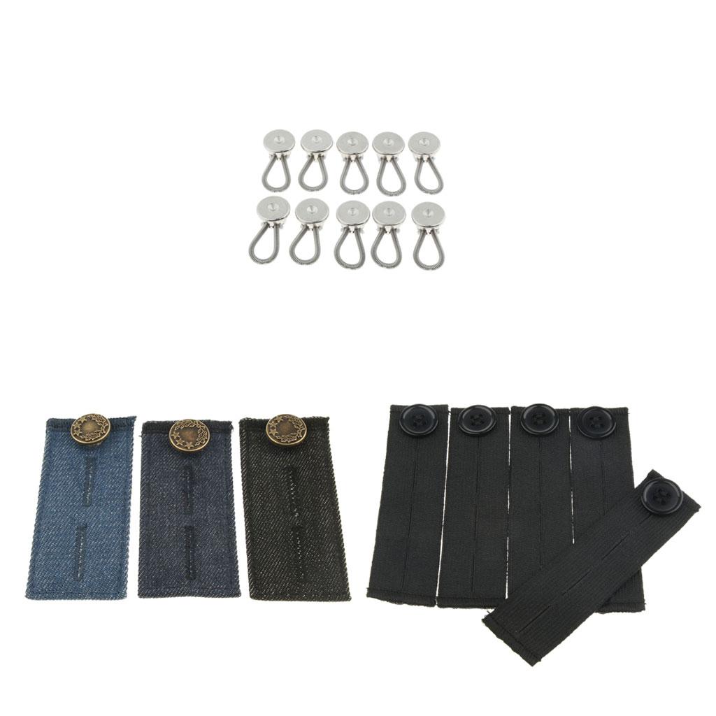 18x Elastic Pants Waist Extender Adjustable Jeans Trousers Button Extender