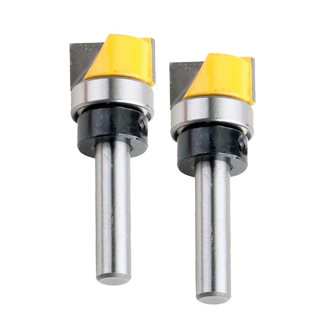 2Pcs Carbide Tipped Hinge Mortise Flush Trim Template Router Bit - 8mm Shank