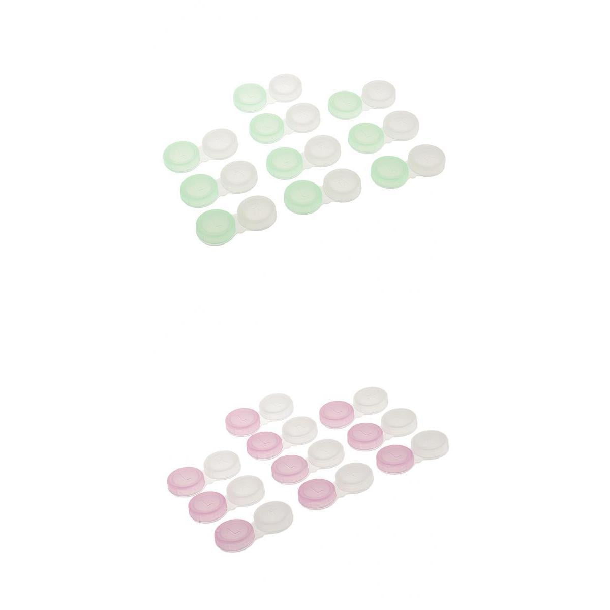20 Pieces Mini Contact Lens Double Boxes Travel Soaking Cases Transparent