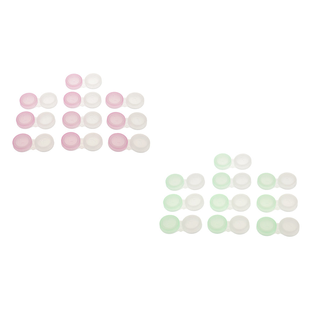 20 Pieces Mini Contact Lens Double Boxes Travel Soaking Cases Transparent