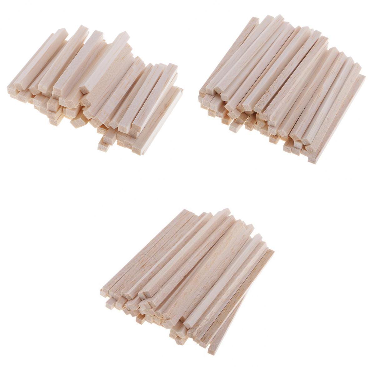 150 Piece Square Balsa Wood Stick Unfinished Woodcraft Dowel Rod 50/80/110mm