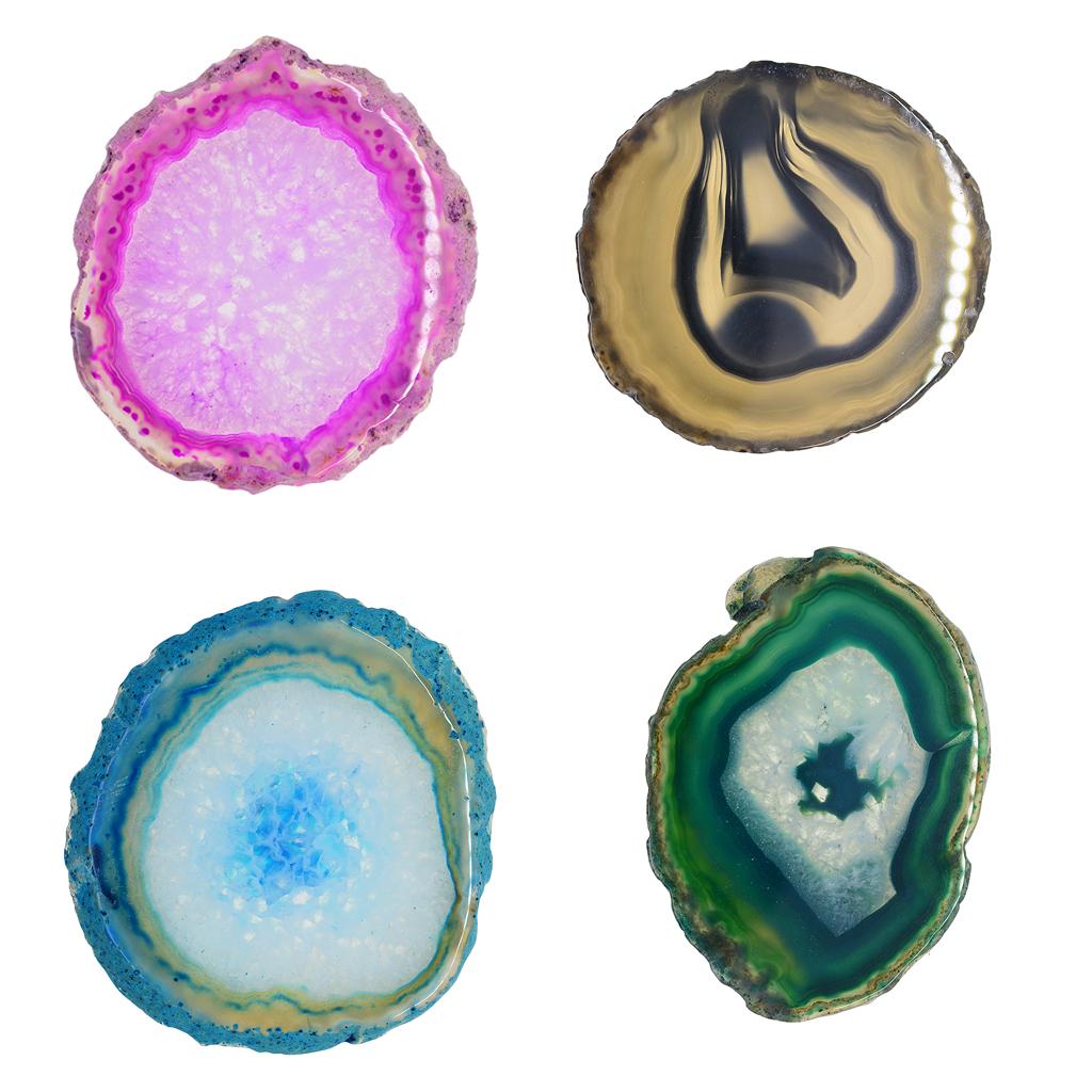 4x Natural Agate Quartz Crystal Slice Coaster Home Ornament 80-100mm 2#