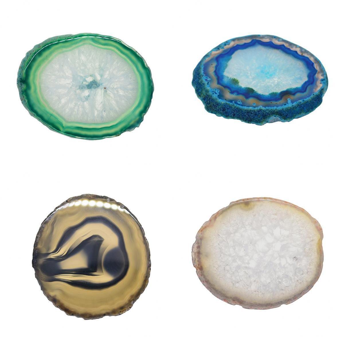 4x Natural Agate Quartz Crystal Slice Coaster Home Ornament 80-100mm 3#