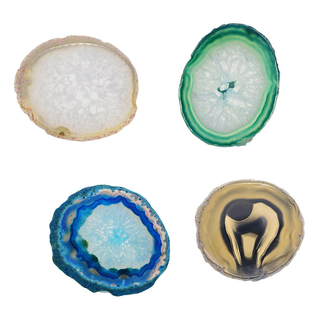 4x Natural Agate Quartz Crystal Slice Coaster Home Ornament 80-100mm 3#