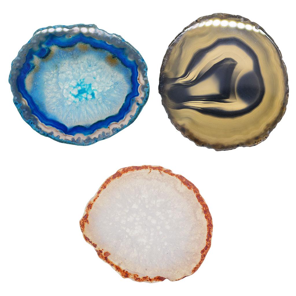 3x Natural Agate Quartz Crystal Slice Coaster Home Ornament 60-80mm 9#