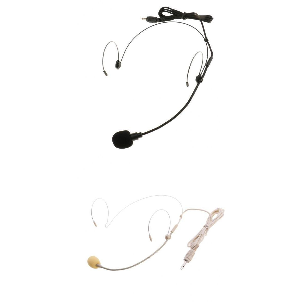 2pcs Double Earhook Wired Headset Headworn Microphone 3.5mm Straight Angle