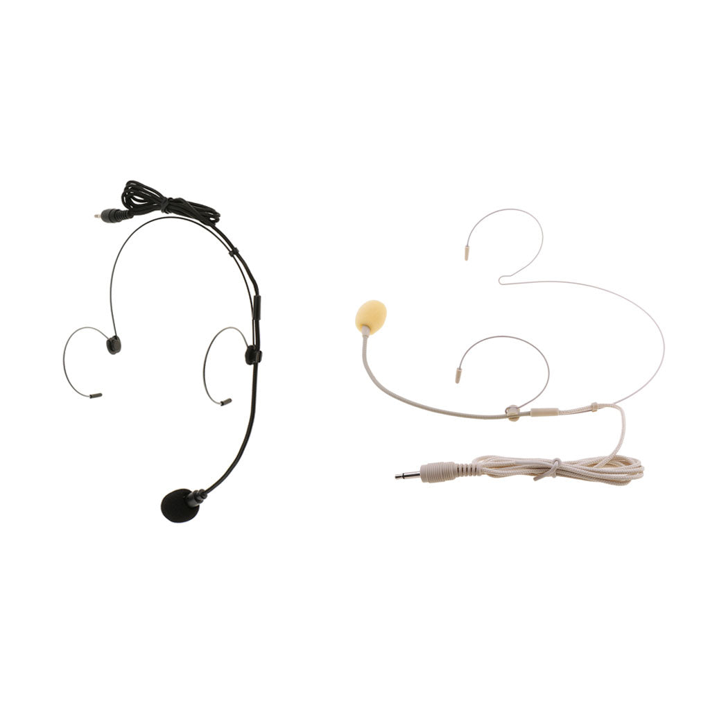 2pcs Double Earhook Wired Headset Headworn Microphone 3.5mm Straight Angle
