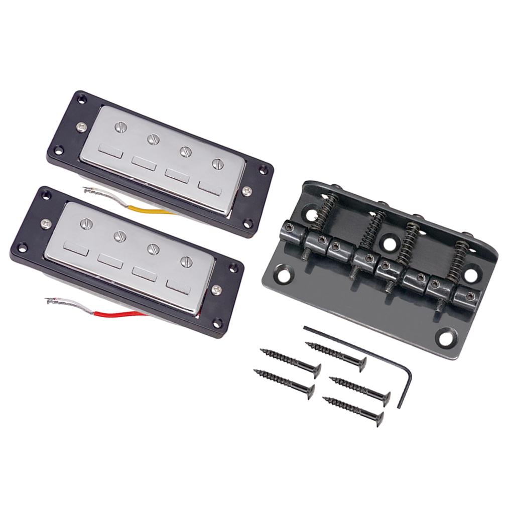 2pcs Mini Humbucker Pickups with Bridge for 4 String Electric Bass Parts