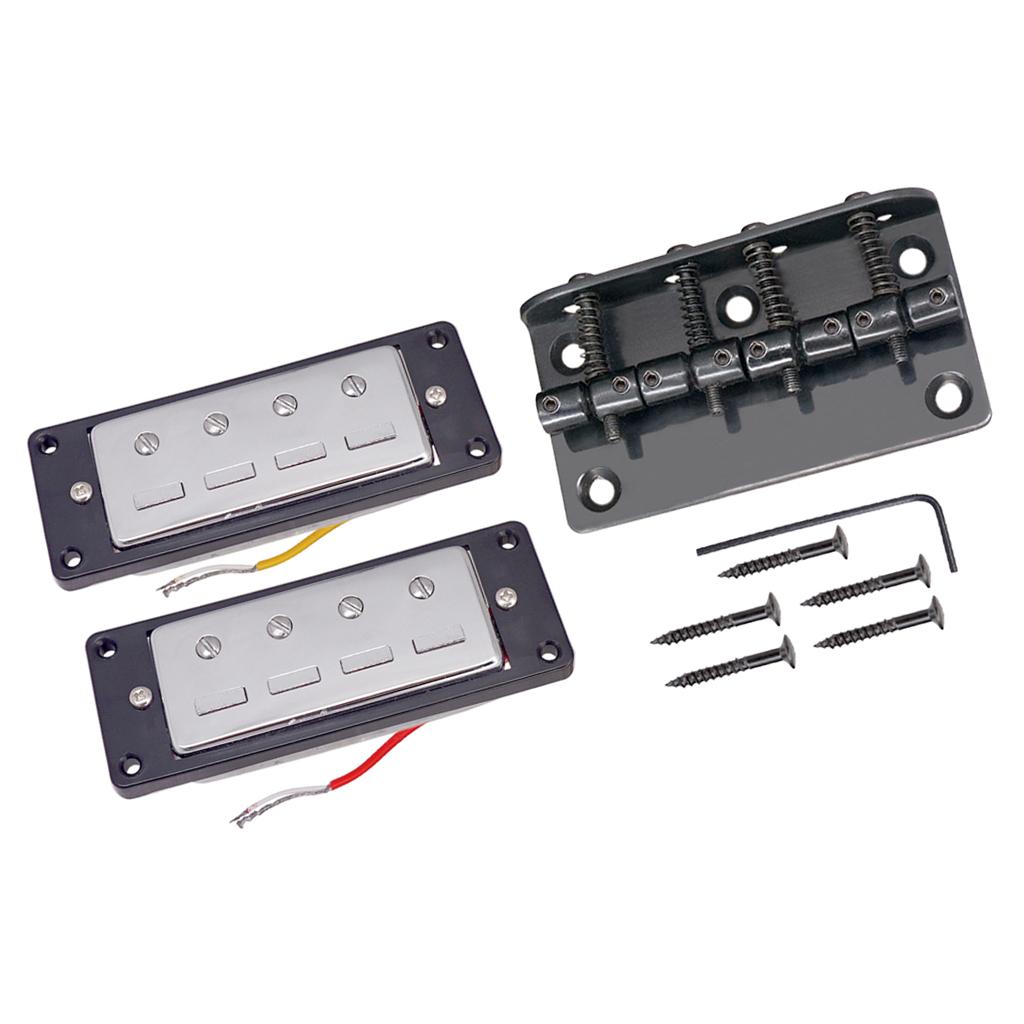 2pcs Mini Humbucker Pickups with Bridge for 4 String Electric Bass Parts