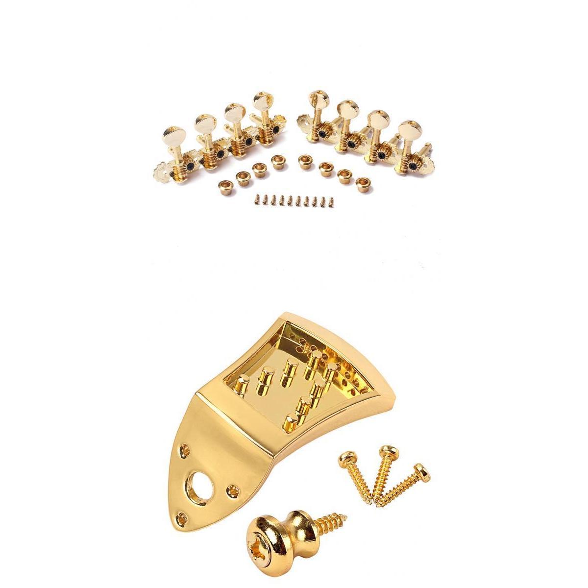 1 Set 4R4L Tuning Pegs Machine Heads with Tailpiece for Mandolin