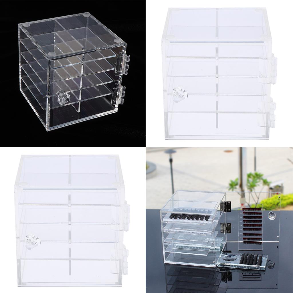 2x Acrylic 10 Layer False Eyelash Storage Case Organizer Makeup Glue Pallet
