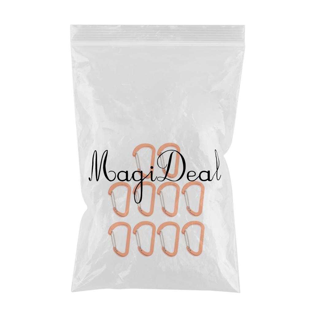 10Pcs Aluminum Alloy Carabiner Outdoor D Shape Quickdraw Sandblasted orange