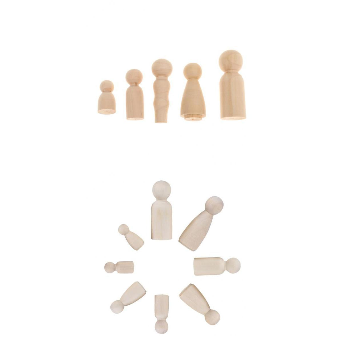 17 Pieces/Set Wooden People Peg Doll DIY Crafts Little Child Man Lady Couple
