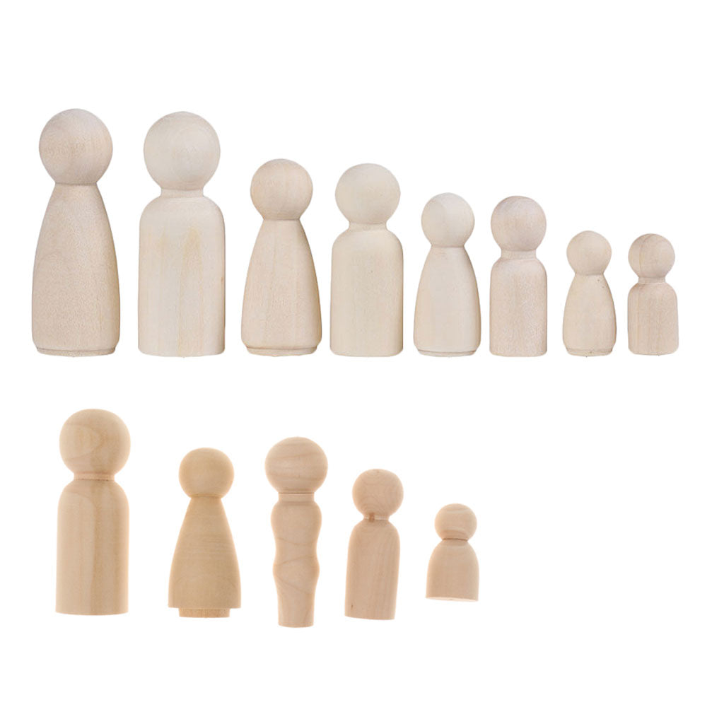 17 Pieces/Set Wooden People Peg Doll DIY Crafts Little Child Man Lady Couple