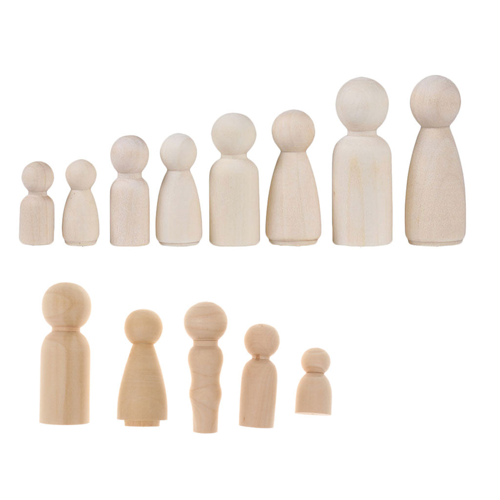 17 Pieces/Set Wooden People Peg Doll DIY Crafts Little Child Man Lady Couple